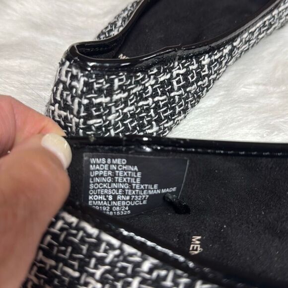 SO Emmaline Women's Black & White Ballet Boucle Flats Size 8 NEW - Picture 7 of 7